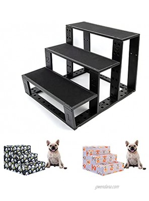CuteBone Folding Dog Stairs Lightweight Pet Steps Sturdy Cat Ramp with 2-Pack Machine Washable Covers for High Beds Couch and Sofa Easy to Assemble