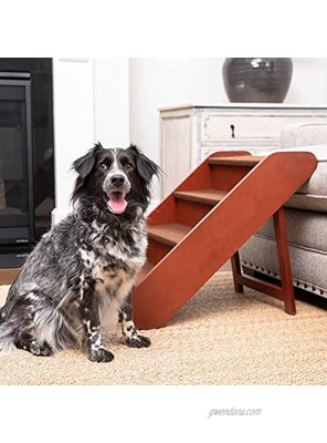 PetSafe CozyUp Folding Wood Pet Steps Foldable Wood Dog Stairs for High Beds Pet Stairs for Large Dogs Puppies and Cats Dog Steps Support up to 200 Pounds 15 to 25 Inches High