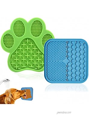 2 Pack Dog Lick Mat for Dogs with Suction Cup Silicone Mat Dog Lick Pad for Peanut Alternative to Slow Feeder Dog Bowl Anxiety Relief Puzzle Toy Distraction Device for Pet Bathing Grooming Training