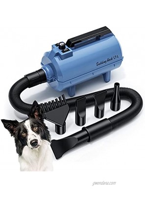 Dog Dryer High Velocity Dog Grooming Dryer Blower Stepless Adjustable Speed Pet Hair Dryer Dog Hair Force Dryer Blower 3.8HP Professional Dog Hair Dryer Noise Reduction with Heater for All Breeds