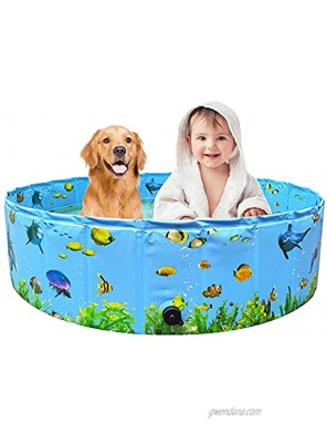 Dog Pool Foldable Hard Plastic Swimming Bath PVC Pet Pool for Large Dogs Kiddie Outdoor Indoor Portable Collapsible Pool,63 x 12 inch