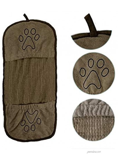 Doggy Brother Ultra Absorbent Dog Drying Towel Mircrofiber Bath Towel for Medium Large Dog with Hand Pockets,Chenille Fabric Machine Washable