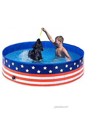 Foldable Dog Pool,Collapsible Dog Pet Pool Bathing Tub Kiddie Pool,PVC Pet Pool,48inch Pet Swimming Pool for Dogs CatsUS Flag Pattern