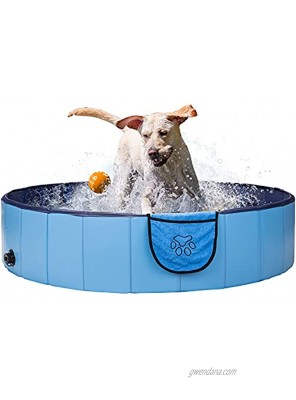 Gibot Foldable Dog Pool Dog Swimming Pool 47.2 x 11.8inch ​Plastic Kiddie Pool Bathing Tub Kiddie Pool for Dogs Cats and Kids with Pets Towel