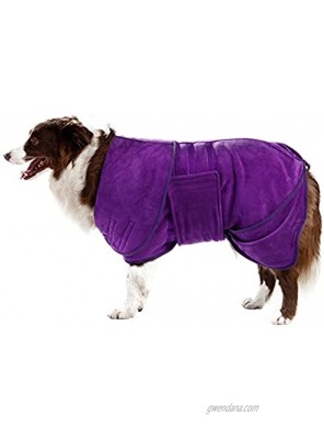 MBKET Dog Bathrobe Towel with Hand Pockets 100% Microfiber Adjustable Drying Pet Robe