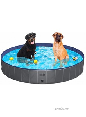 MIZOK Foldable Dog Pool & Kiddie Pool Hard PVC Plastic Pool 32" 48" 63" Collapsible Wading Pool for Small Large Dogs Cats Kids and Duck Chicken Pets