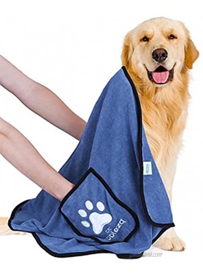 Nobleza Dog Towel Super Absorbent Large Pet Towel with Hand Pockets Microfiber Quick Drying Dog Towels for Drying Dogs Mazarine