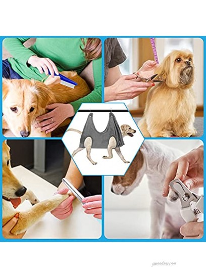 Pet Grooming Hammock Helper Kit with Dog Hammock Harness Bag and 5 Pieces Pet Nail Trimming Hair Combing Supplies Bathing Drying Towel Grooming Washing Restraint Stand for Large or Small Dogs & Cats