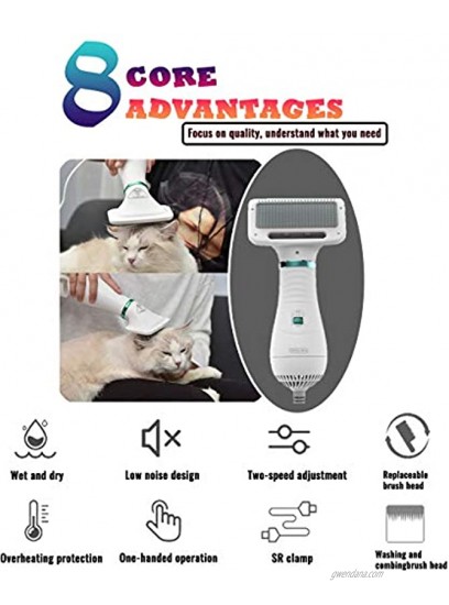 Pet Hair Dryer Pet Hair Dryer Comb,Pet Grooming Hair Dryer with Comb Adjustable Temperature and Low Noise 2 in 1 Portable Home Pet Care for Dogs and Cats