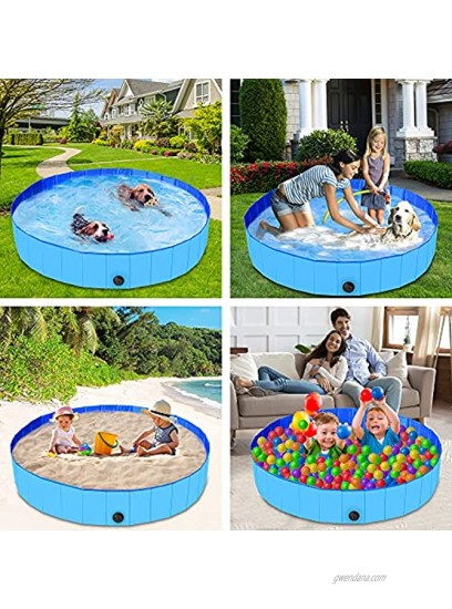 PetiFine 32X8,40X12,48X12,63X12 Foldable Dog Pools for Medium Dogs Collapsible Dog Swimming Pool for Kids Dogs Cats Indoor Outdoor Portable Pet Bathing Tub Kiddie Pool