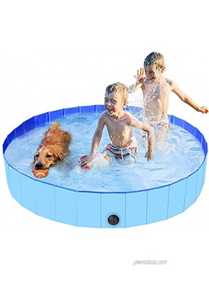 PetiFine 32X8,40X12,48X12,63X12 Foldable Dog Pools for Medium Dogs Collapsible Dog Swimming Pool for Kids Dogs Cats Indoor Outdoor Portable Pet Bathing Tub Kiddie Pool