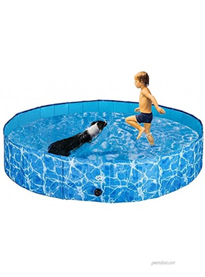 SCIROKKO Foldable Dog Swimming Pool Collapsible Pet Pools Washing or Playing Bathing Tubs Outdoor for Small Medium Large Dogs Cats & Children Kids Strong Durable for Use in Summer