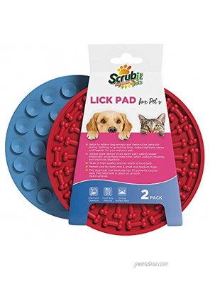 SCRUBIT Dog Lick Mat Pet Fun & Anxiety Distraction Device Peanut Butter Licking Pad Works as Slow Feeder Treat Bowl Suction Cups Attach to Wall for Bathing & Grooming Pets Puzzle Training Toy
