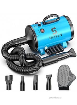 SKSYZN Dog Dryer 3200W 4.3HP Motor Stepless Adjustable Speed Dog Hair Dryer Pet Dog Grooming Dryer Blower with 98.4''Spring Hose,4 Different Nozzles and Pet Grooming Glove