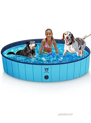 Timoo Foldable Dog Pool for Large Dogs 63 Inches Slip-Resistant Pet Pool Bathing Tub PVC Wading Pool Collapsible Dog Swimming Pool for Outdoor & Indoor Blue