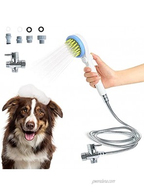 Tresperros Pet Shower Attachment,Dog Shower Attachment with Shower Hose& Adapter Water Bath Brush for Dogs and Cats,Pet Grooming Bath Brush Bathing Tool for Dog Bathing Station