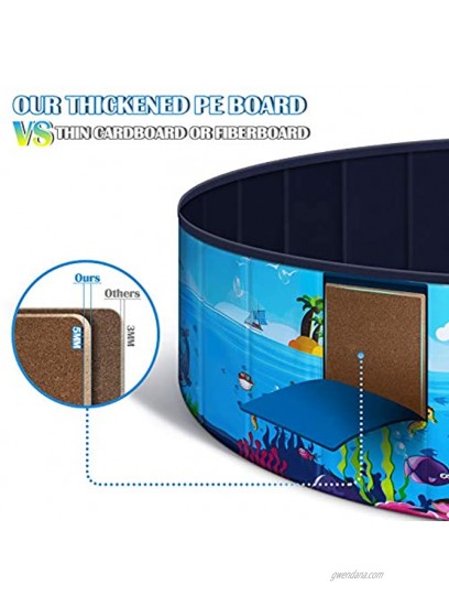 Unomor Foldable Dog Pool Pet Pool with Pet Brush Chew Toy and Storage Bag Portable Dog Bathing Tub for Large Small Dogs Kiddie Pool for Kids Toddler Two Large Size 47'' x12'' 63'' x12''