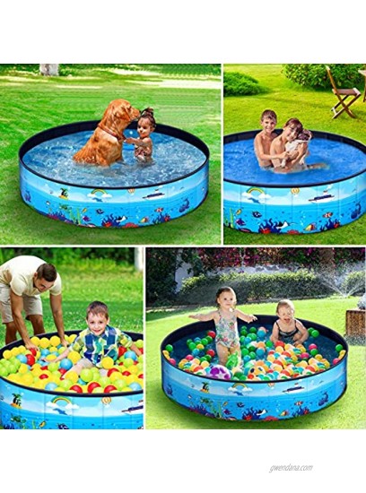 Unomor Foldable Dog Pool Pet Pool with Pet Brush Chew Toy and Storage Bag Portable Dog Bathing Tub for Large Small Dogs Kiddie Pool for Kids Toddler Two Large Size 47'' x12'' 63'' x12''