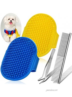 4PCS Upgraded Dog Grooming Brush and Comb Set Gentle Dog Shampoo Brush Dog Brush for Shedding and Grooming & Dog Comb Pet Bath Brush for Dogs & Cats with Long Short Hair