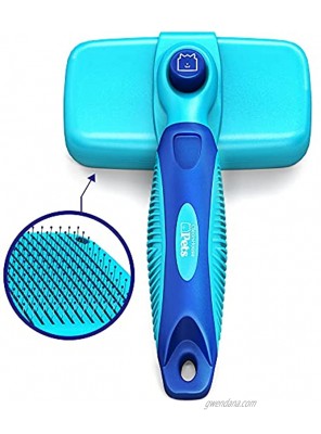 CleanHouse Pets Brush for Shedding & Grooming Self Cleaning! UPGRADED VERSION: Pain Free Bristles Gently Removes Loose Hair on Cats & Dogs. Simply Click Button & Hair Falls Out! For All Hair Types.