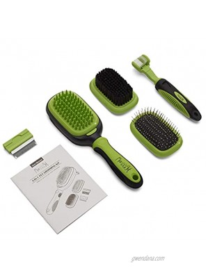 Complete 5 in 1 Pet Grooming Kit For Dogs & Cats Professional Cat & Dog Brush Set Includes Pin Bristle Bath Brushes Deshedding Dematting Combs & Pet Toothbrush Great For All Types Of Pet Hair