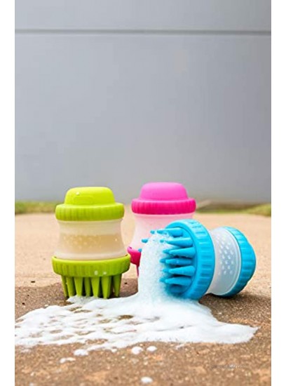 Dexas Popware for Pets ScrubBuster Silicone Dog Washing Brush with Built-in Shampoo Reservoir