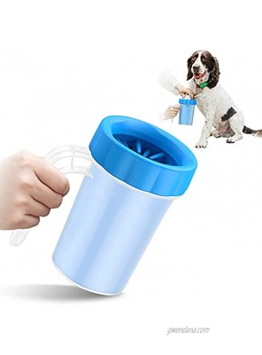 Dog Paw Cleaner with Handle KENOBEE Kids Friendly Portable Dog Foot Cleaning Brush Cup Washer for Small Medium Dogs Up to 50 LBS Blue