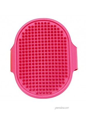 Grooming Pet Shampoo Brush，Pet Bath Comb Brush with Adjustable Ring Handle Soft Massage Brush for Dogs and Cats Red