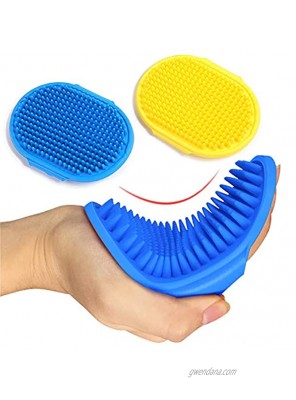 Kwispel 2 Pcs Dog Grooming Brush Pet Shampoo Brush Dog Bath Grooming Shedding Brush Soothing Massage Rubber Comb with Adjustable Strap for Short Long Haired Dogs and Cats