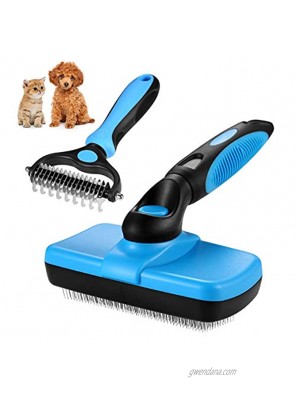 LAIWOO Dog Grooming Brush Cat Brush Self Cleaning Slicker Brush & 2 Sided Pet Neat Grooming Tool for Deshedding Mats & Tangles Removing