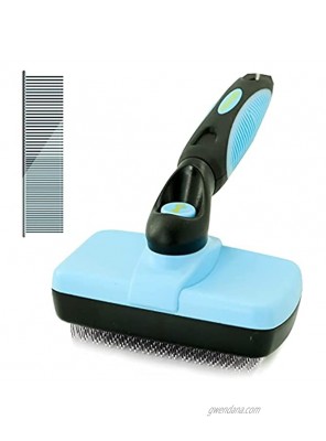 Pet Supplies Self Cleaning Slicker Brush Dog Brush for Shedding [Upgraded Pain-free Bristles] Cat Deshedding Brush Reduces Shedding and Tangling for Hair with Stainless Steel Pet Comb Sky Blue