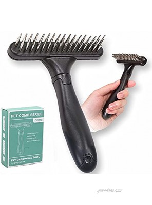 Yobiipaw Undercoat Rake for Dogs Dog Rake for Grooming Large Small Dogs Cats Rabbits Rake Comb Deshedding Dematting Brush Comb Puppy Hair Brush with Double Row of Stainless Steel Pins