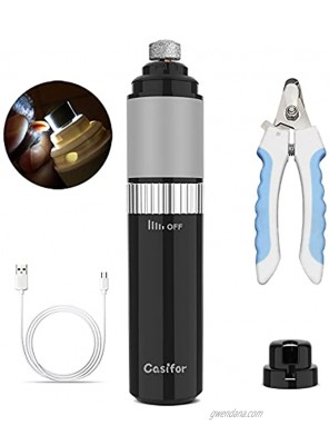 Casifor Dog Nail Grinder with LED Light 10h Working Time Powerful Professional Quiet Electric Pet Nail Trimmer Stepless Speed Regulation Painless Nail File for Large Medium Small Dogs and Cats