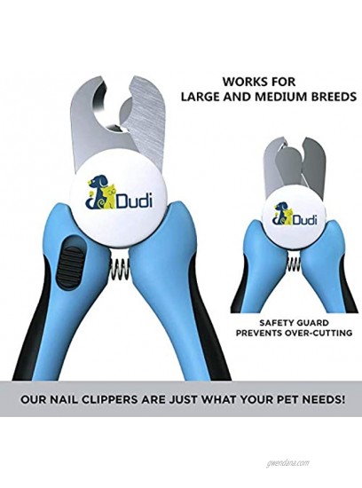 Dudi Dog Nail Clippers for Medium and Large Breeds with Nail File Razor Sharp Stainless Steel Blades Non Slip Handles Suited for Medum and Large Animals and Pets