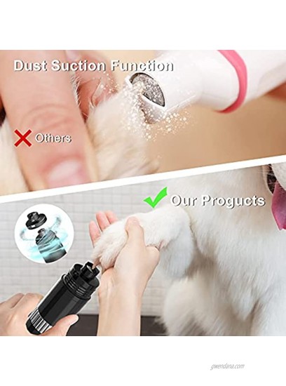 GAOAG Dog Nail Grinder with Vaccum Cleaner,Stepless Speeds Professional Pet Nail File,10h Working Time Electric Dog Nail Trimmer,Rechargeable Quiet Pet Nail Clippers for Small Medium Large Dog & Cat