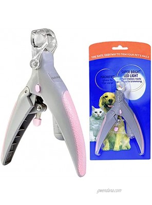 Helishy Illuminated Pet Nail Clipper 5X Magnification Pet Nail Scissor Safe with LED Light Pet Grooming Nail Care Tool Great for Dogs Cats