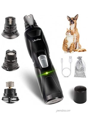 LByzHan Dog Nail Grinder Clipper 2-Speed Rechargeable 900mAh Electric LED Light Pet Nail Trimmers 3-Size Ports Painless Paws Grooming & Smoothing for Small Medium Large Dogs and Cats