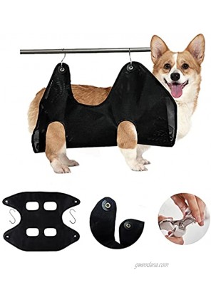 Pet Grooming Hammock for Dog Nail Clipping Assistant Restraint Belt Cat Dog Black Breathable Grid Trim Nail Combing Bag Two Hooks
