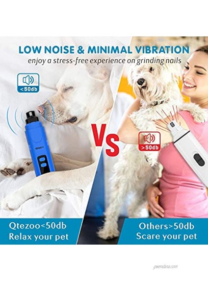 Qtezoo Dog Nail Grinder with LED Light Electric 3-Speed Pet Nail Trimmer with LED Digital Display and 2 Grinding Wheels Quiet Painless Paws Grooming Smoothing Kit for Large Medium Small Dogs & Cats.