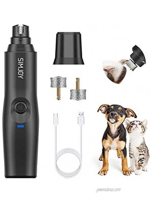SIMJOY Electric Dog Nail Grinder Gentle Quiet Professional Pet Nail Trimmer 2-Speed Regulation Pet Nail File for Small Medium Large Dogs Cats Pets Painless Paws Grooming 2 Grinding Wheels
