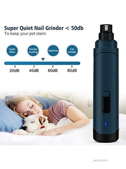 slopehill Dog Nail Grinder Professional 2-Speed Electric Rechargeable Dog Nail Trimmer Painless Paws Grooming & Smoothing Claw Grinder for Small Medium Large Dogs & Cats