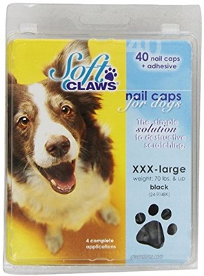 Soft Claws Jumbo Black Nail Caps for Dogs Canine 70+ lbs
