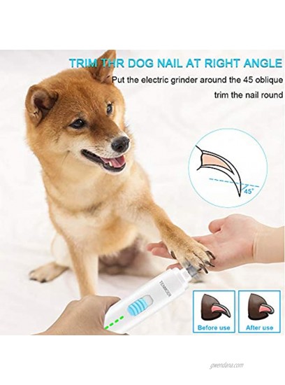 TENMOER Dog Nail Grinder Pet Nail Trimmer Clipper Paws Grooming for Cat & Dogs,2-Speed Electric Rechargeable
