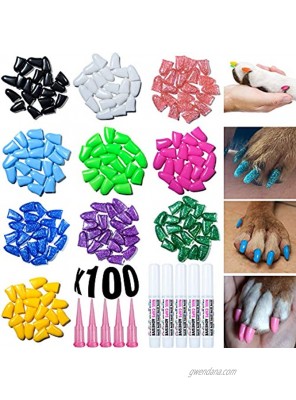 zetpo 100 pcs Dog Claw Covers | Dog Nail Caps | with Adhesives and Applicators