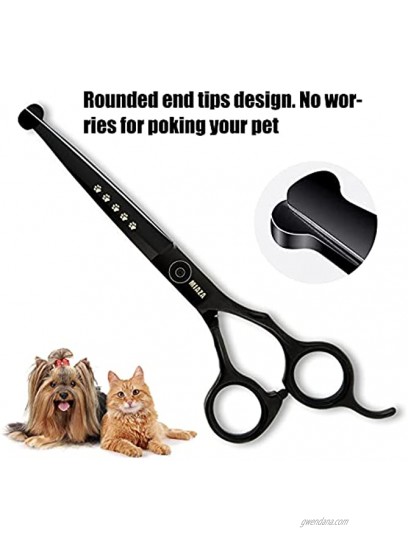 6 in 1 Dog Grooming Scissors Kit 7 Stainless Steel Pet Grooming Scissors with Hair Thinning Scissors Curved Scissor Straight Scissor Comb Dog Scissors for Long Short Curls Hair Large Small Dog Cat