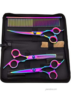 Bestmemories Dog Grooming Scissors Colorful Pet Trimming Scissors Set Professional Grooming Barber Scissors Kit 7 inch Stainless Steel Shears for Grooming and Hair Cutting