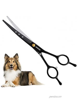 Dog Grooming Scissors 7in Curved Scissors with Safety Round Tip for Left and Right Handed Groomers Grooming Hair for Dogs and Cats Round Area