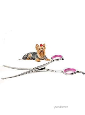 Dog Grooming Scissors Curved 7 Inch Stainless Steel with Safety Round Tips Professional Pet Grooming Shears for Dogs and Cats