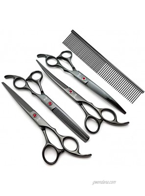 Dog grooming scissors set kit table cutting face paws groomer Thinning Straight Curved shear buttercut blades large finger holes professional supplies for small dogs cats horses