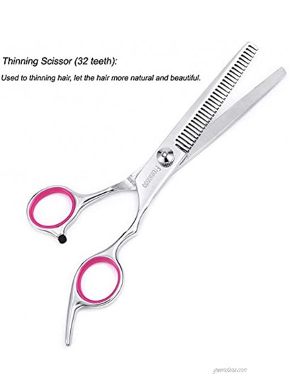 Freewindo Dog Grooming Scissors Kit with Safety Round Tip Heavy Duty Stainless Steel Dog Scissors Set Include Straight Curved Thinning Scissors and Grooming Comb for Dog Cat Hair Care